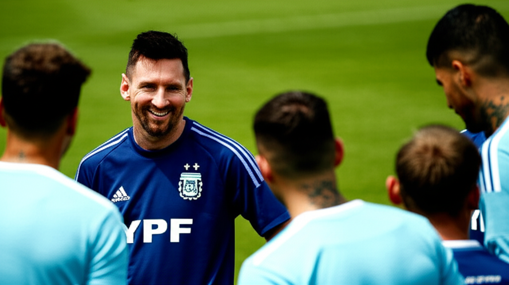 Generate a high-quality, realistic, relevant image prompt for an article about: Messi Hibur Argentin